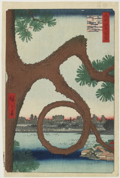 Moon Pine, Ueno Temple Precincts, august 1857 av Utagawa Hiroshige