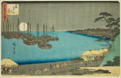 Moon at Takanawa (Takanawa no tsuki), fra serien "Three Views of Famous Places in Edo (Edo meisho mittsu no nagame)" av Utagawa Hiroshige