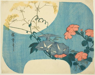 Morning Glories, Pinks og Maiden Flower, fra serien "Seven Autumn Flowers in Moonlight" av Utagawa Hiroshige