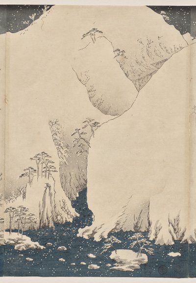 Fjell og elv på Kiso Road av Utagawa Hiroshige
