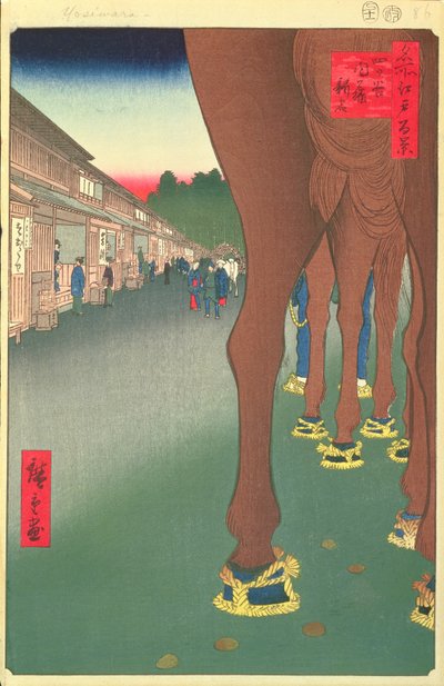 Naito Shinjuku, Yotsuya, plate 86 fra serien One Hundred Famous Views of Edo, Edo Period, Ansei Era, 1857 (treblokktrykk) av Utagawa Hiroshige