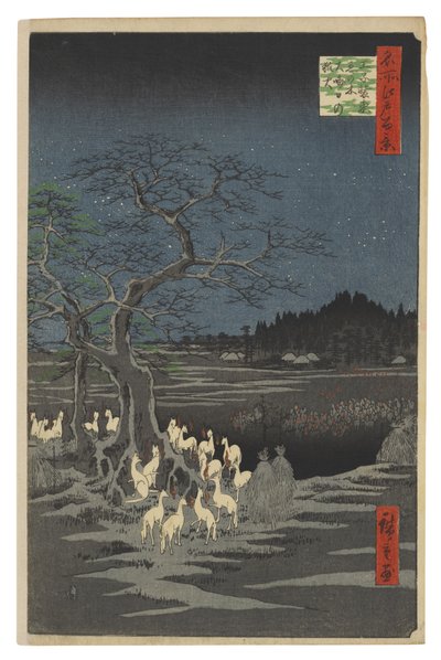 Reveild på nyttårsaften ved Forandringstreet, Ōji av Utagawa Hiroshige