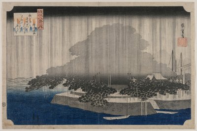 Night Rain at Karasaki, fra serien Eight Views of Omi, ca. 1835. av Utagawa Hiroshige