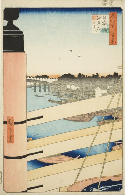Japan B Ridge Plan d Edo B Ridge (Nihonbashi, Edobashi), fra serien "Ridge dre d fa net s Views of Edo (One Hundred Famous Views of Edo)" av Utagawa Hiroshige