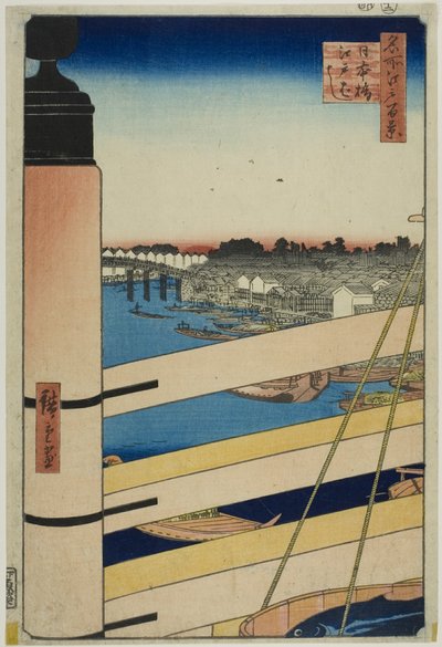 Nihon Bridge og Edo Bridge (Nihonbashi, Edobashi), fra serien quot;One Hundred Famous Views of Edo (Meisho Edo hyakkei)quot; av Utagawa Hiroshige
