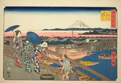Japan B Ridge og Edo B Ridge (Nihonbashi Edobashi), fra Teseries av Utagawa Hiroshige