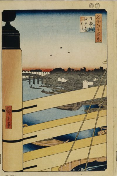 Nihonbashi og Edobashi bygger bro over hundre kjente utsikter over Edo, 1856–1858 av Utagawa Hiroshige