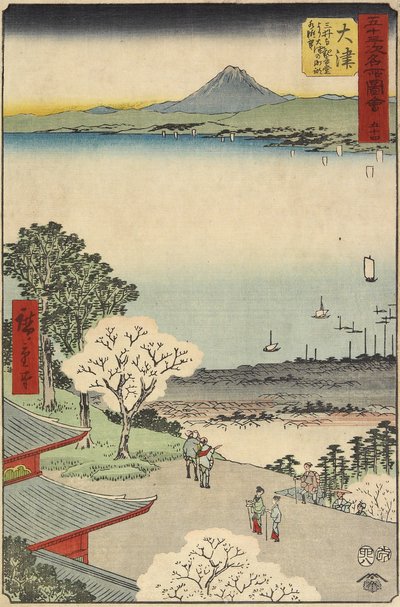 No.54 Byutsikt over O_tsu sett fra Mii-tempelet, O_tsu, juli 1855 av Utagawa Hiroshige