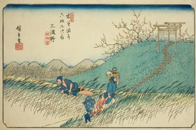 av. 42: Mido, fra serien "Shi x ty ne S ta ons of the kisokaido" av Utagawa Hiroshige