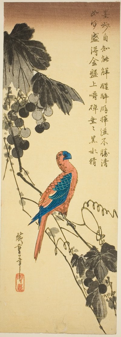 Papegøye på en vinranke av Utagawa Hiroshige