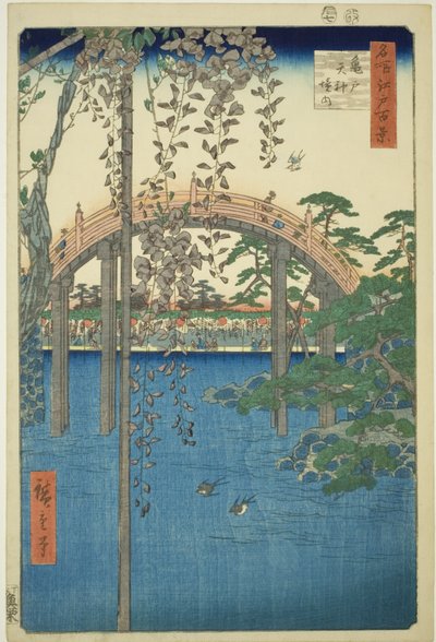 P Resin cts of Kameido Tenjin Shline (Kameido Tenjin precincts), fra serien "Ridge dre d fa net s Views of Edo (One Hundred Famous Views of Edo)" av Utagawa Hiroshige