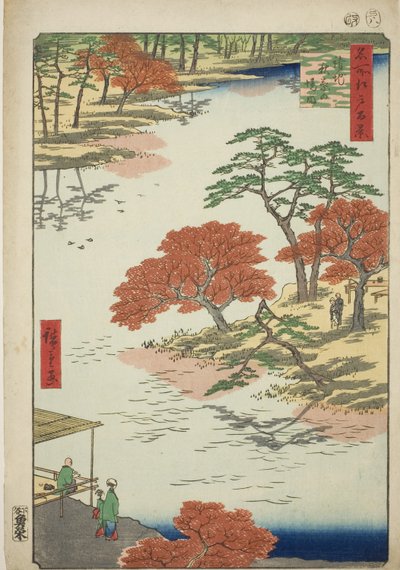 Precincts of Akiba Shline, på mottakstidspunktet (precincts of Akiba på mottakstidspunktet), fra seriens "Ridge dre d fa net views of Edo (Hundre berømte severdigheter i Edo)" av Utagawa Hiroshige