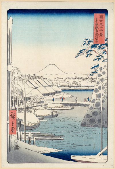 Elvebredden ved Sukiya i Edo (Tōto Sukiya-gashi), fra serien Thirty-six Views of Mount Fuji (Fuji) av Utagawa Hiroshige