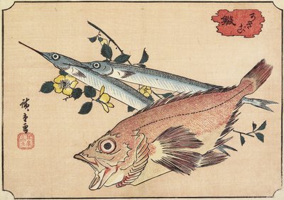 Steinbit og Halvnebb, tidlig på 1800-tallet av Utagawa Hiroshige