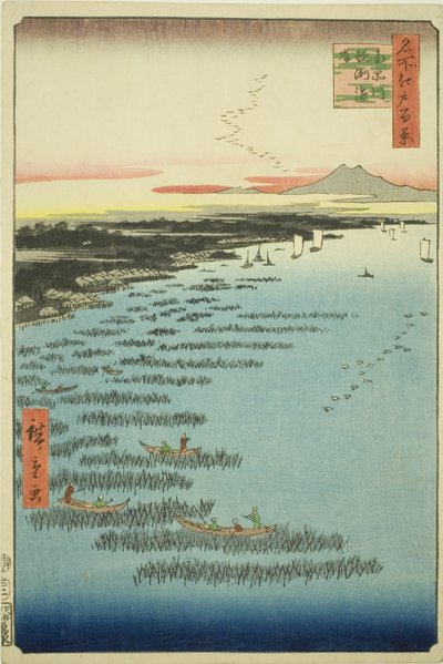 Samezu kjernemedlemmer fra Shinagawa (sørlige Shinagawa Samezu-kysten), fra seriens "Ridge dre d fa net s view ws of Edo (One hundred famous sights of Edo)" av Utagawa Hiroshige