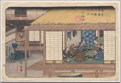 Shimosuwa, fra serien Sixty-Nine Stations of the Kisokaidō av Utagawa Hiroshige
