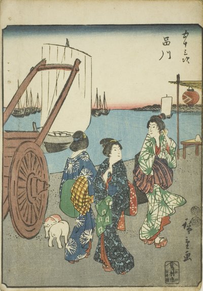 Shinagawa, fra seriens "fifty-three S tachi-lyd "of te urbanity" (Goshuyama neste) ) av Utagawa Hiroshige