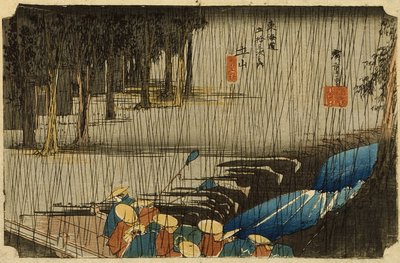Vårregn ved Tsuchiyama av Utagawa Hiroshige