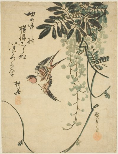 Svale og blåregn av Utagawa Hiroshige