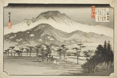 The Evening Bell at Miidera (Mii no bansho), fra serien "Eight Views in Omi Province (Omi hakkei no uchi)" av Utagawa Hiroshige