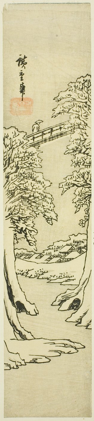 Monkey Bridge om vinteren av Utagawa Hiroshige