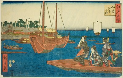 Sumiyoshi Shline Tsukuda Doctor Sand (Tsukuda Sumiyoshi Noya Shiro), fra Te Series av Utagawa Hiroshige
