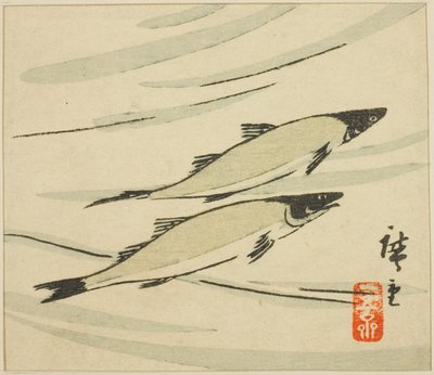Ørret, del av et harimaze-ark av Utagawa Hiroshige