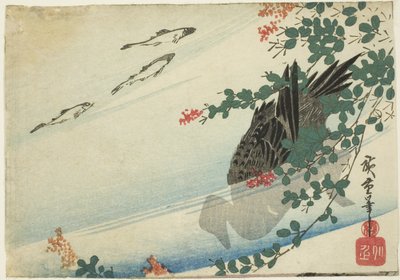 Ørret, and og buskkløver av Utagawa Hiroshige