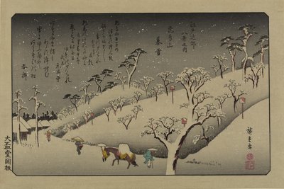 Twilight Snow på Asuka Hill. Fra serien Eight views in the environs of Edo, 1838. av Utagawa Hiroshige