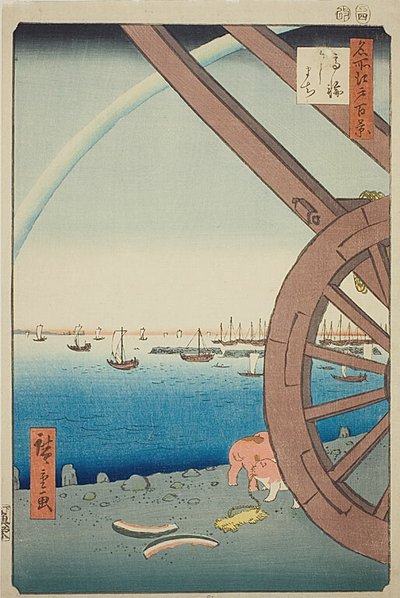 Ushimachi at Takanawa (Takanawa Ushimachi), nr.81 fra serien quot;One Hundred Famous Views of Edo (Meisho Edo hyakkei)quot; av Utagawa Hiroshige
