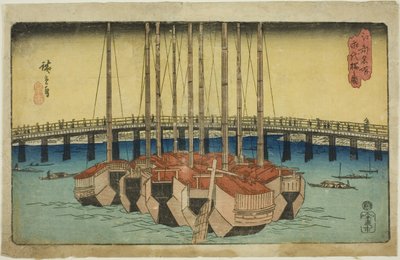 Vis v av Eitai bridge (tegning av Eitai bridge), fra tee-serien av Utagawa Hiroshige