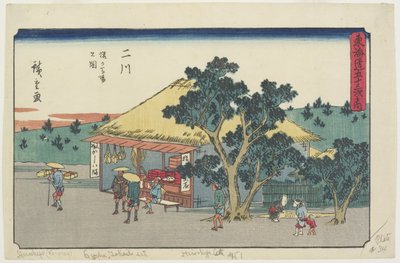 Utsikt over Sarugababa-platået, Futakawa, 1841-1842 av Utagawa Hiroshige