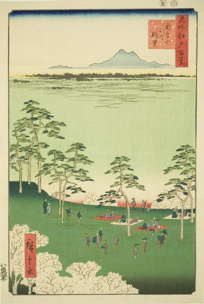 Utsikt mot nord fra Asuka Hill (Asukayama kita no chobo), fra serien "One Hundred Famous Views of Edo (Meisho Edo hyakkei)" av Utagawa Hiroshige