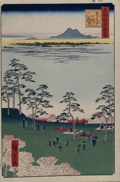 Utsikt mot nord fra Asukayama hundre kjente utsikter over Edo, 1856-1858 av Utagawa Hiroshige
