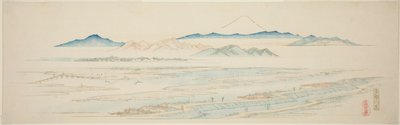 Village of Tamagawa (Tamagawa no sato), fra en serie uten navn med kjente utsikter over Edo-forstedene av Utagawa Hiroshige
