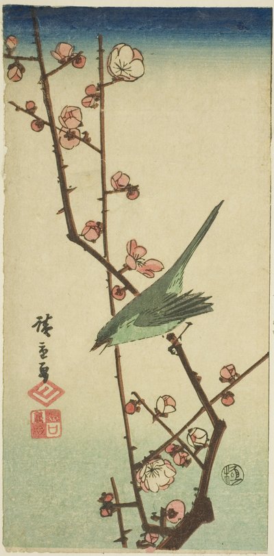 Sanger på plommegren av Utagawa Hiroshige