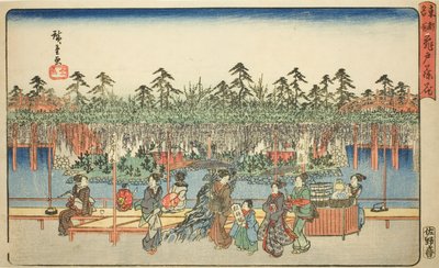 Wisteria at Kameido (Kameido Tenjin fuji hana), fra serien "Famous Places in the Eastern Capital (Toto meisho)" av Utagawa Hiroshige