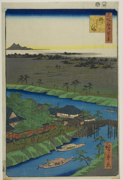 Yanagashima, fra serien «Hundre berømte utsikter over Edo (Meisho Edo hyakkei)» av Utagawa Hiroshige