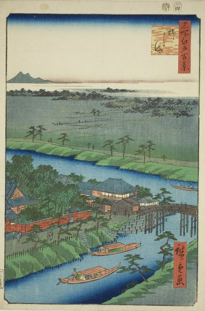 Yanagishima, fra seriens "Ridge dre d fa net s view of Edo (One Hundred Famous Views of Edo)" av Utagawa Hiroshige