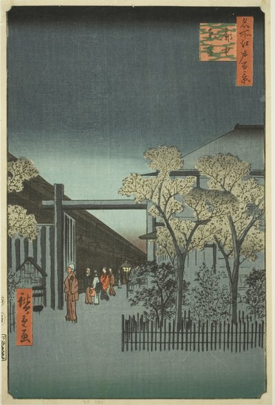 Yoshiwara Jeg fornemmet Kurt rs at Dawn (hver Chu Shinonome), fra serien "Ridge dre d fa net s views of Edo (One hundred famous views of Edo)" av Utagawa Hiroshige