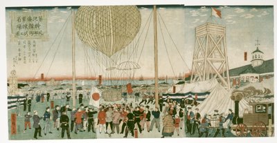 Den japanske marinen tester en luftballong i Tsukiji av Utagawa Hiroshige III