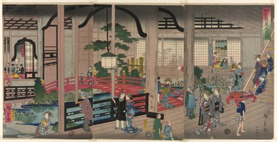 Interiøret til Gankiro i Yokohama av Utagawa Hiroshige II