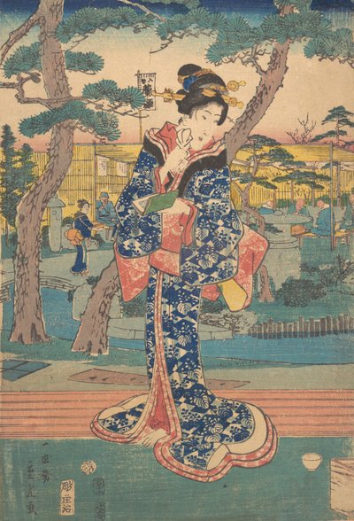 Ung jente på tehuset i Iriya, midten av 1800-tallet. av Utagawa Hiroshige II