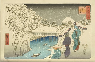 Ochanomizu (treblokktrykk i farger) av Utagawa II Hiroshige