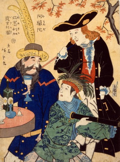 Nederland, USA, Storbritannia, 1860 av Utagawa II Hiroshige