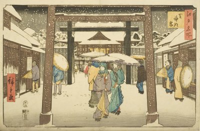 Shinmei-helligdommen i Shiba (Shiba Shinmeig?) (treblokktrykk i farger) av Utagawa II Hiroshige