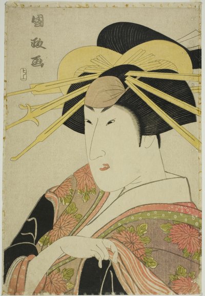 Portrett av en skuespiller i kvinnelig kjole av Utagawa Kunimasa