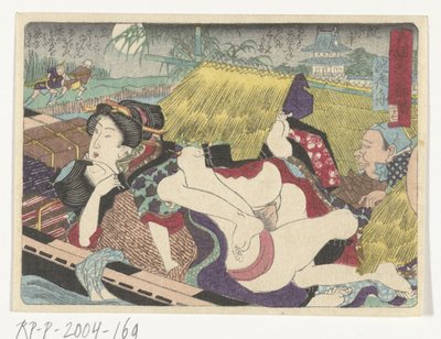 Ferge i Yodo stoppested Den erotiske veien til hovedstaden (serietittel) av Utagawa Kunisada (I) (attributed to)