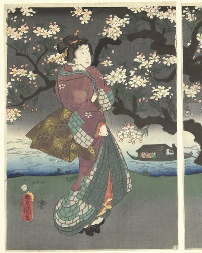 Kveldstur langs elva av Utagawa Kunisada (I)