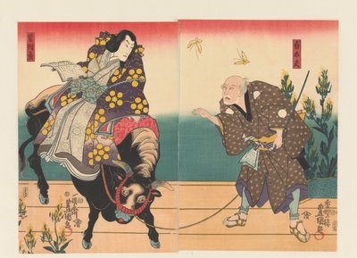 Bonde følger hoffmann på svart okse av Utagawa Kunisada (I)